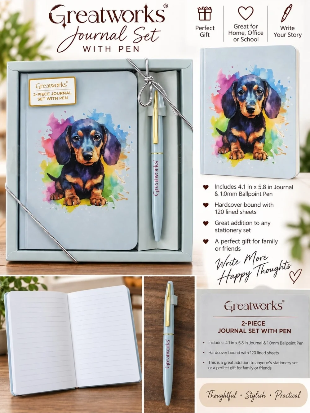 Dachshund Hardcover Journal Set with Pen